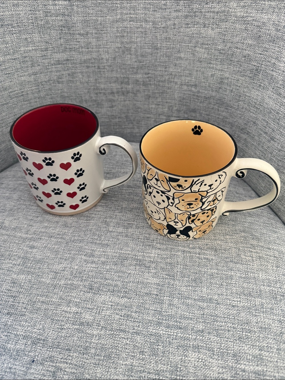 Dog Pattern Ceramic Coffee Mug - Beige and Red Options